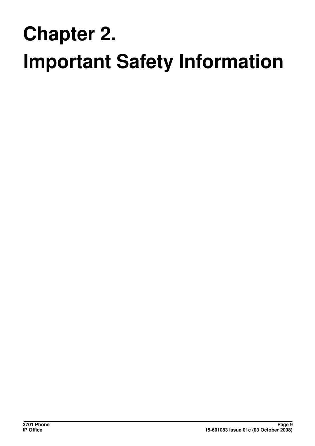 Avaya 3701 manual Chapter Important Safety Information 