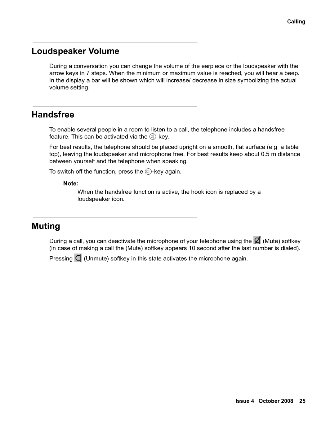 Avaya 3711 manual Loudspeaker Volume, Handsfree, Muting 