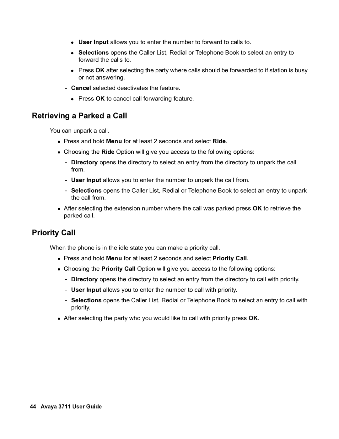 Avaya 3711 manual Retrieving a Parked a Call 