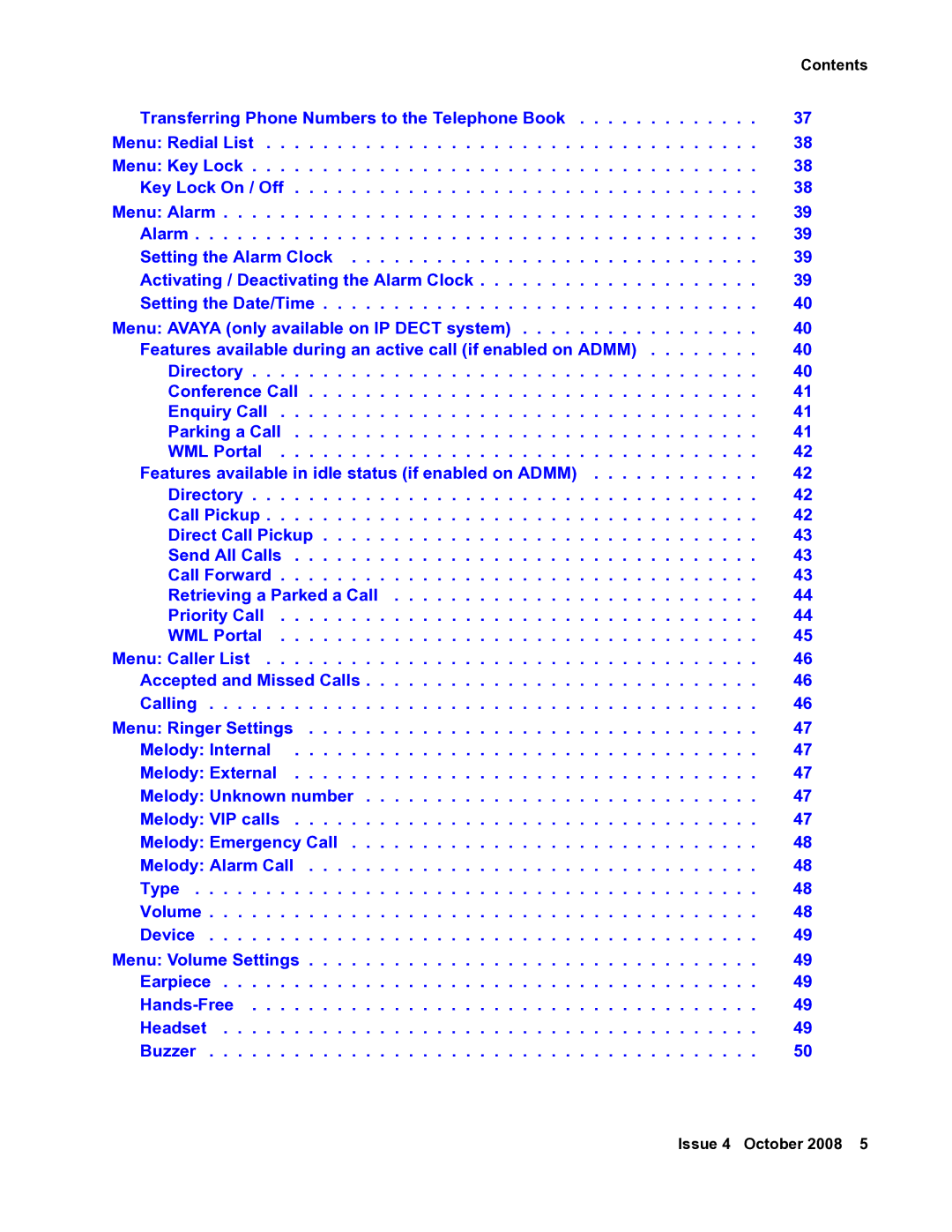 Avaya 3711 manual Contents 