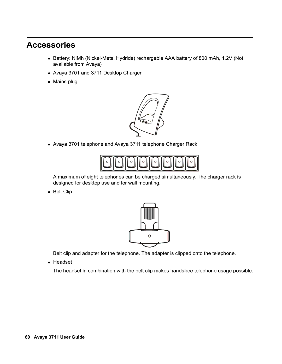 Avaya 3711 manual Accessories 