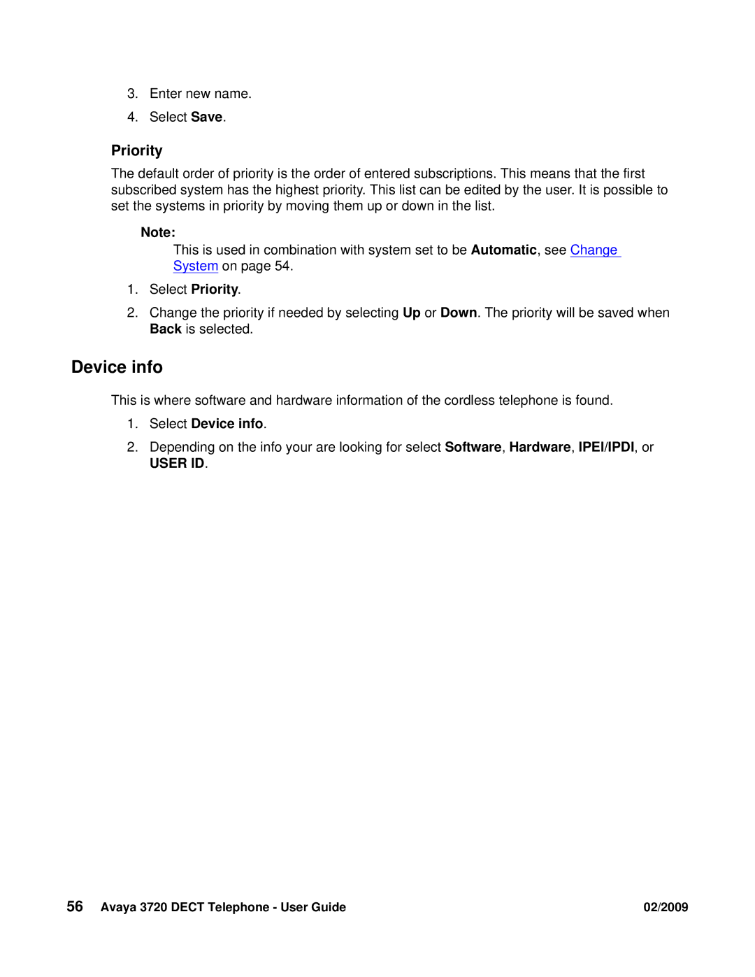 Avaya 3720 manual Priority, Select Device info 