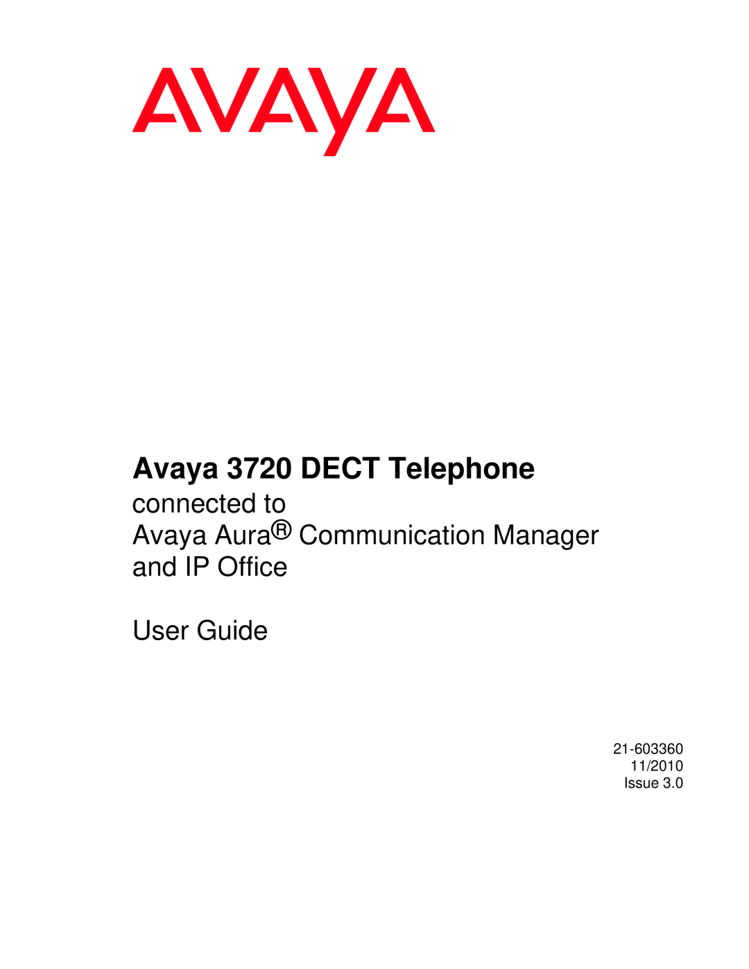 Avaya manual Avaya 3720 Dect Telephone 