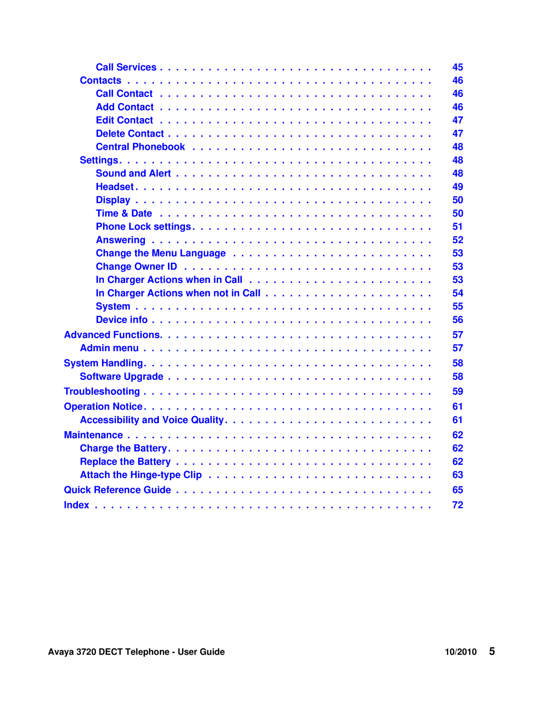 Avaya manual Avaya 3720 Dect Telephone User Guide 10/2010 