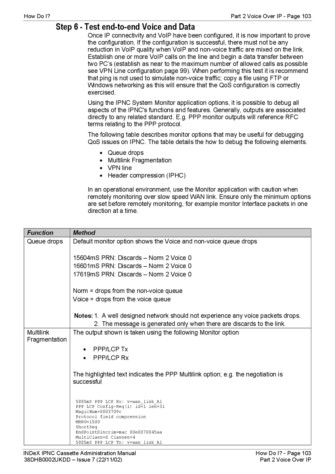 Avaya 38DHB0002UKDD manual Test end-to-end Voice and Data, Function Method 