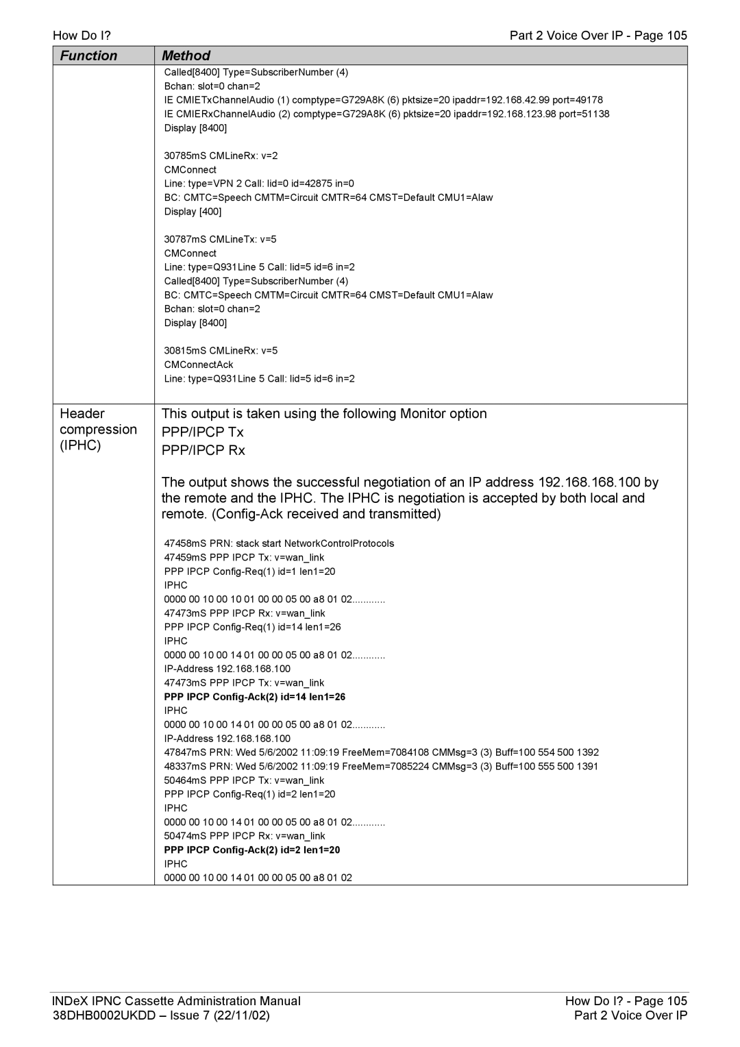 Avaya 38DHB0002UKDD manual PPP Ipcp Config-Ack2 id=2 len1=20 