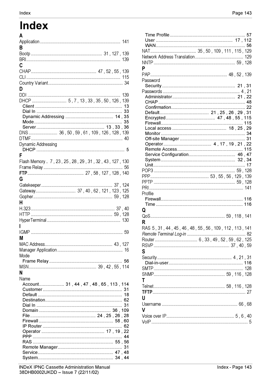 Avaya 38DHB0002UKDD manual Index, Dhcp 