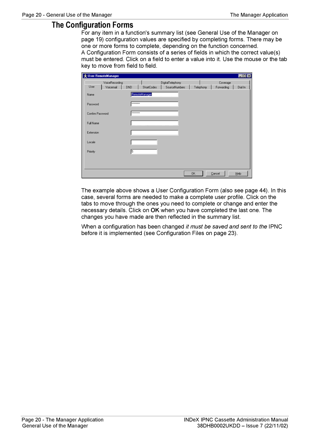 Avaya 38DHB0002UKDD manual Configuration Forms 