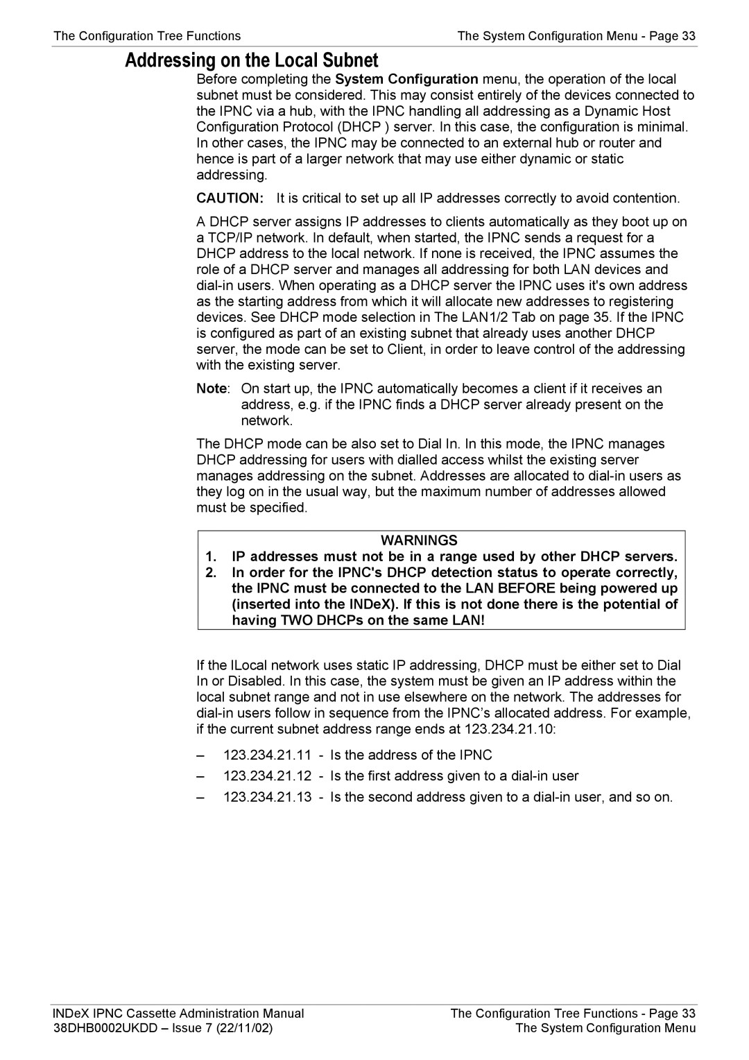 Avaya 38DHB0002UKDD manual Addressing on the Local Subnet 