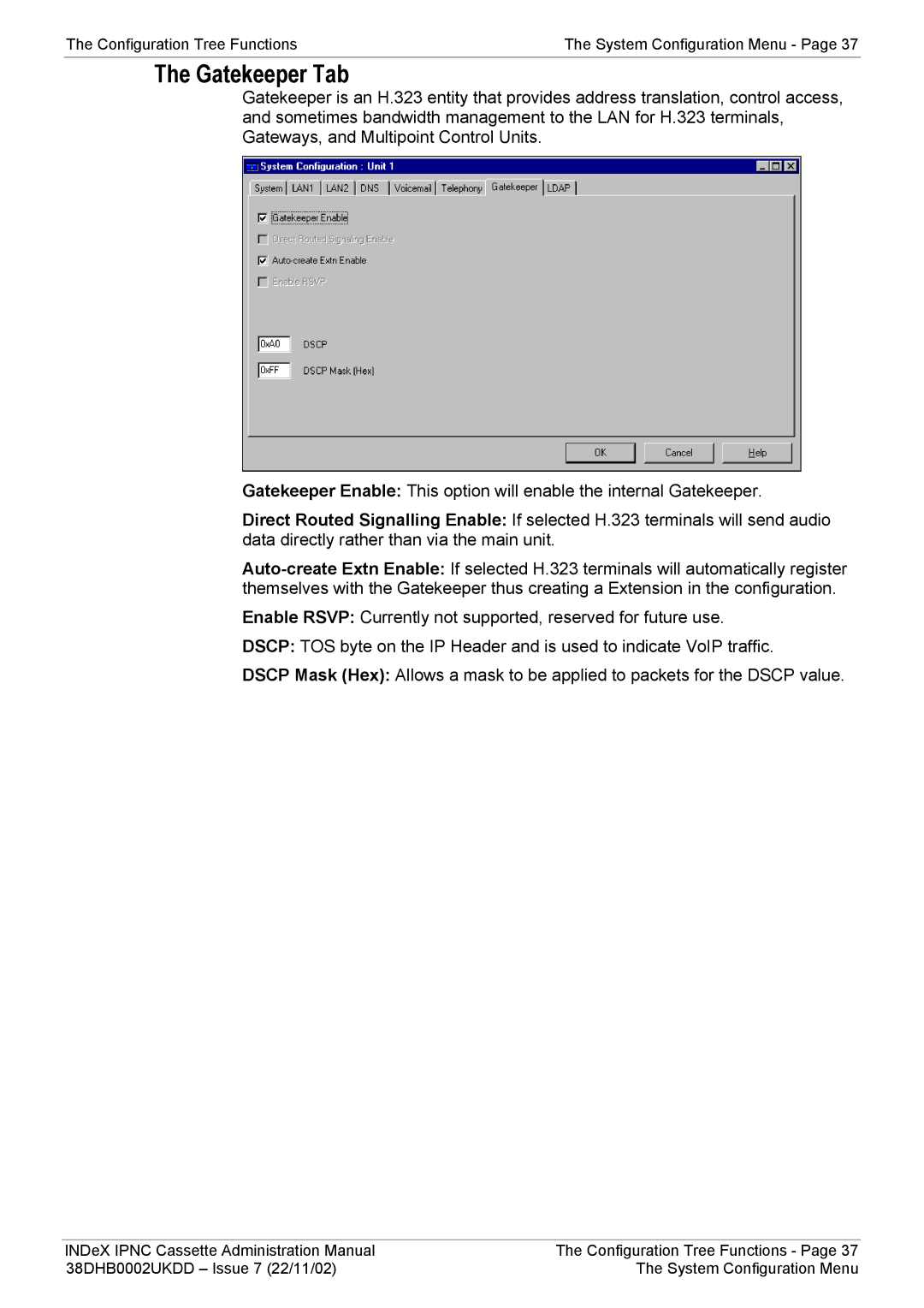 Avaya 38DHB0002UKDD manual Gatekeeper Tab 