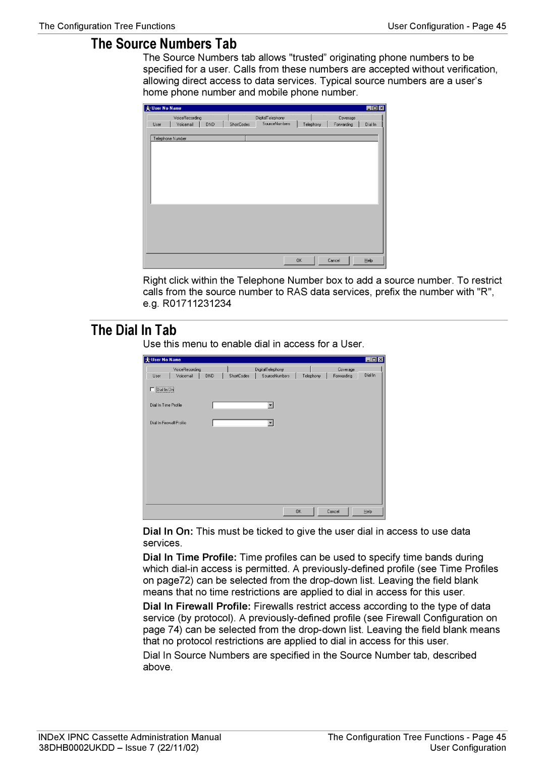 Avaya 38DHB0002UKDD manual Source Numbers Tab, Dial In Tab 