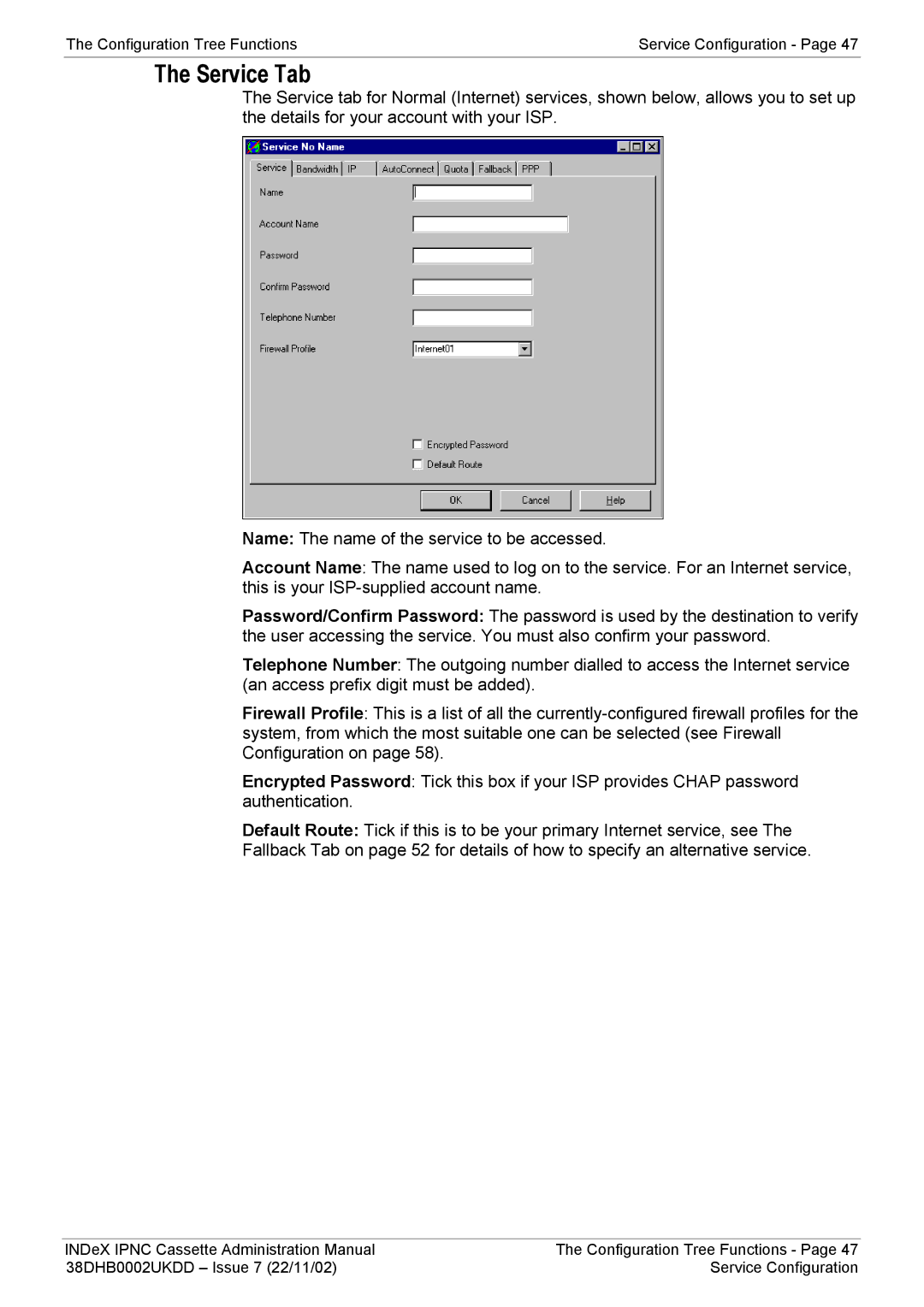 Avaya 38DHB0002UKDD manual Service Tab 