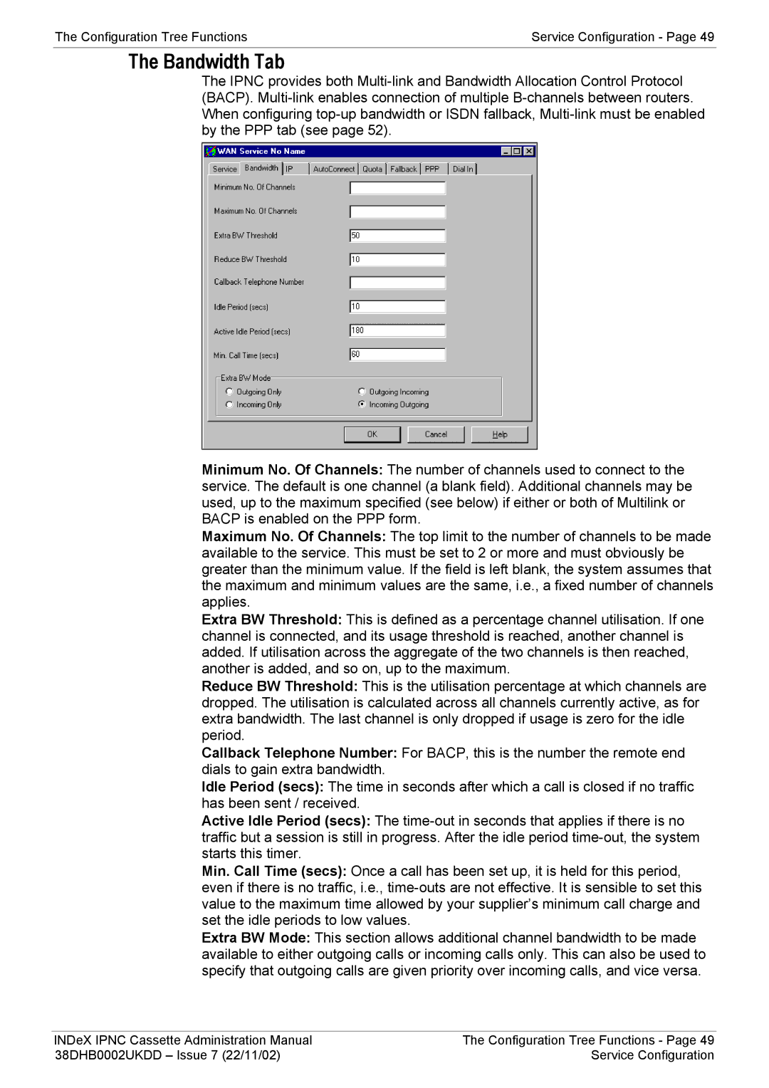 Avaya 38DHB0002UKDD manual Bandwidth Tab 