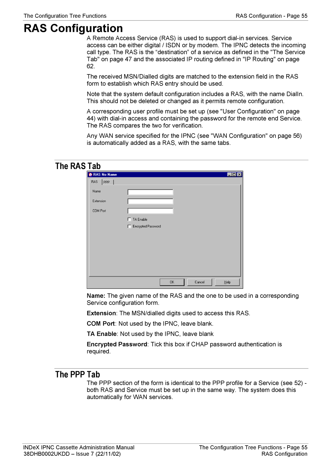 Avaya 38DHB0002UKDD manual RAS Configuration, RAS Tab 