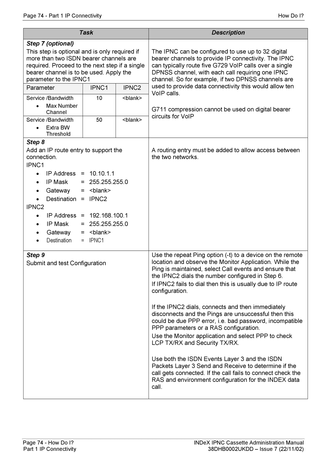 Avaya 38DHB0002UKDD manual Task Description Optional 