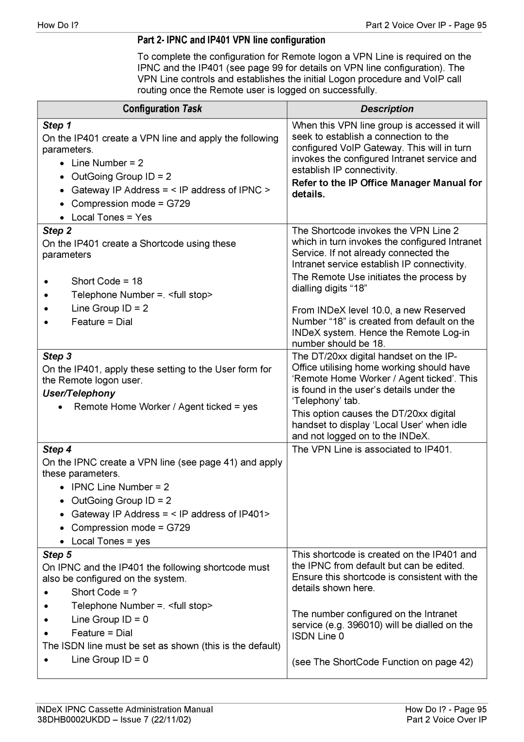 Avaya 38DHB0002UKDD manual Refer to the IP Office Manager Manual for, Details 