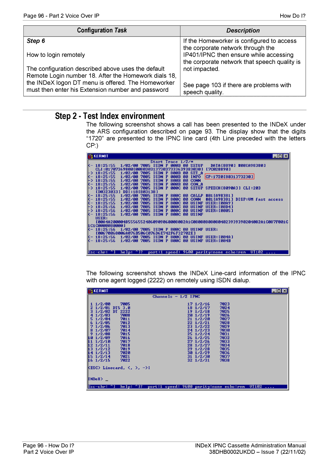 Avaya 38DHB0002UKDD manual Test Index environment 