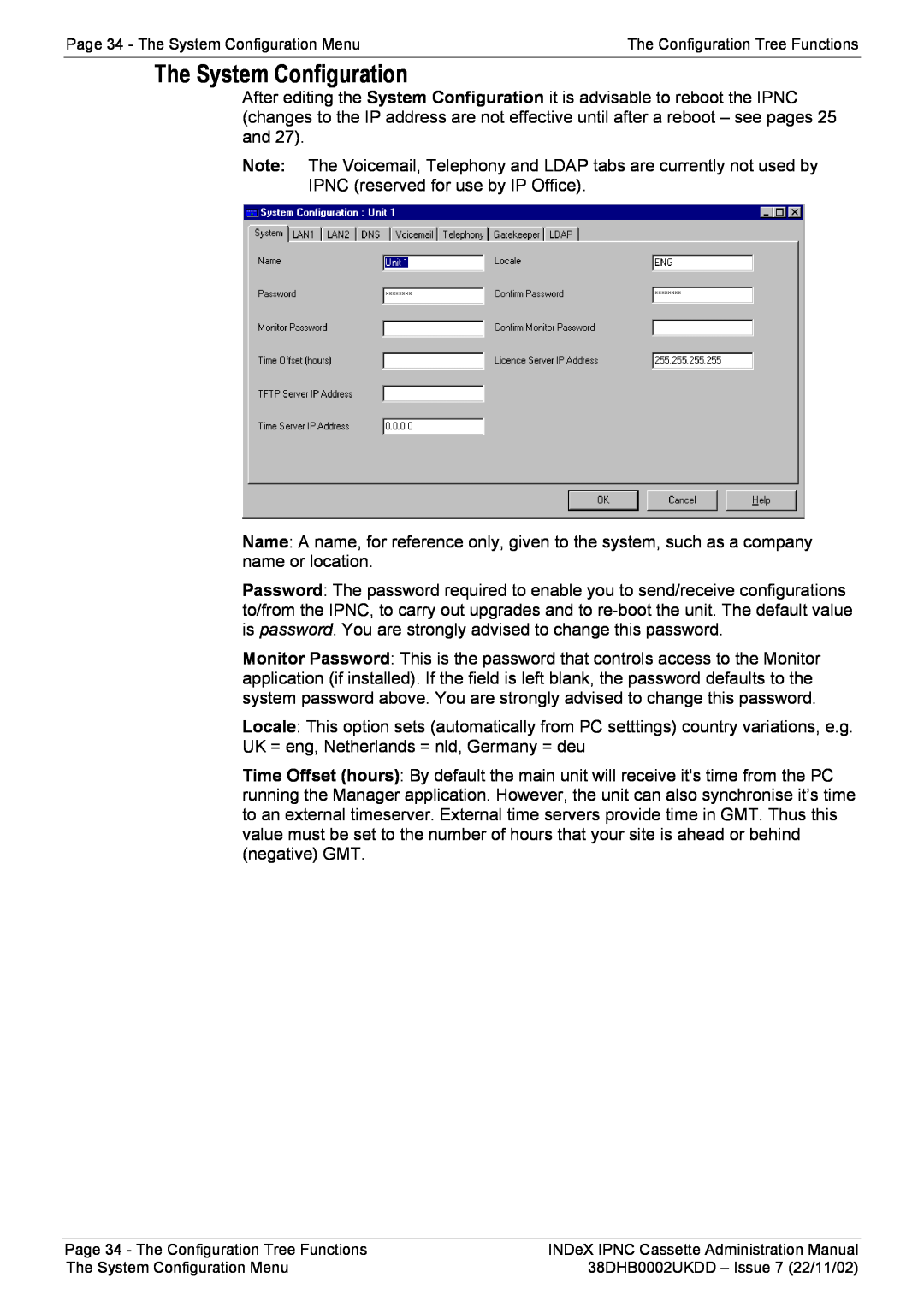 Avaya 38DHB0002UKDD manual Page 34 - The System Configuration Menu, The Configuration Tree Functions 