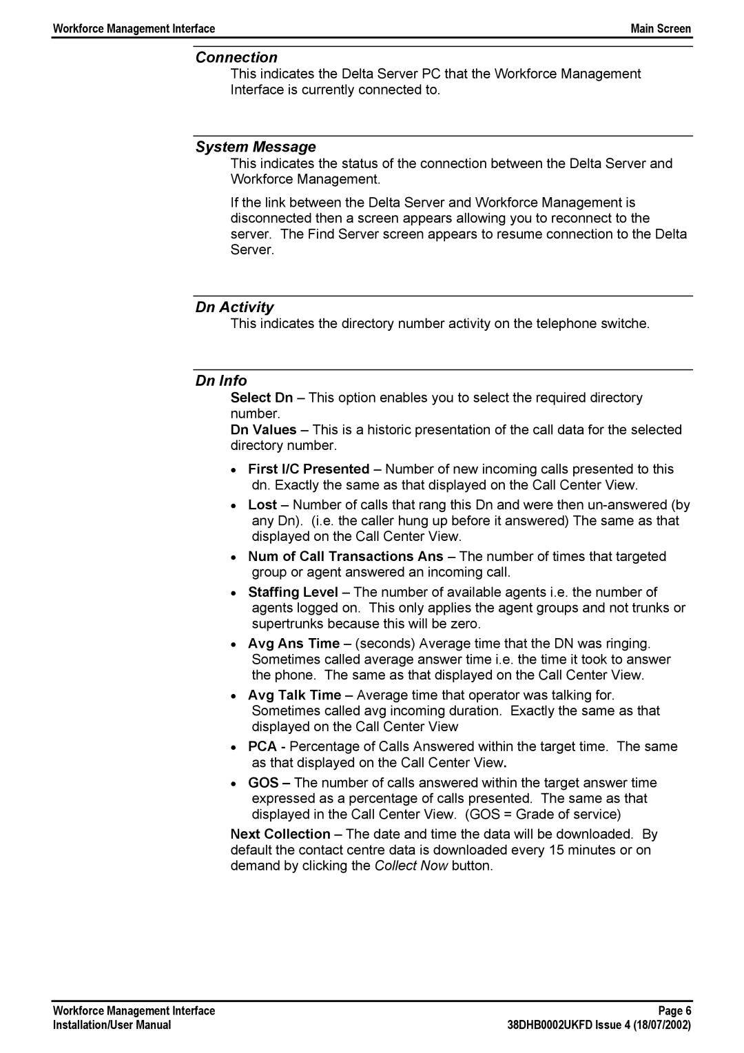 Avaya 38DHB0002UKFD user manual Dn Activity 