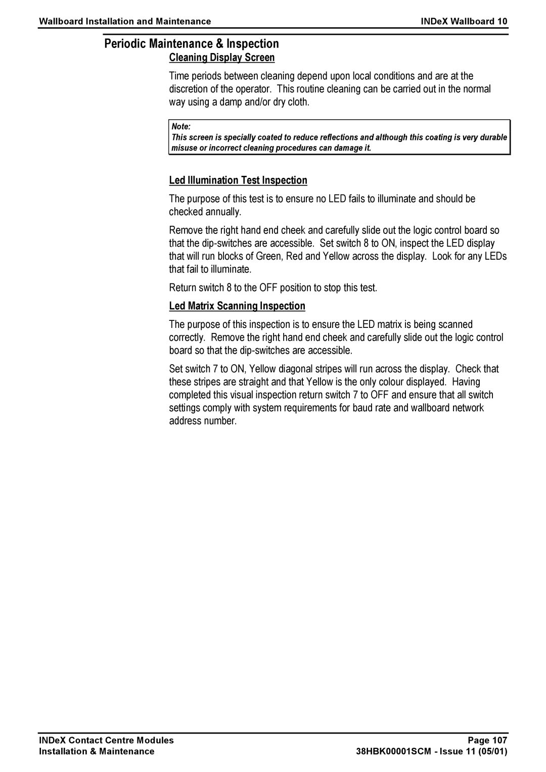 Avaya 38HBK00001SCM manual Periodic Maintenance & Inspection, Cleaning Display Screen 