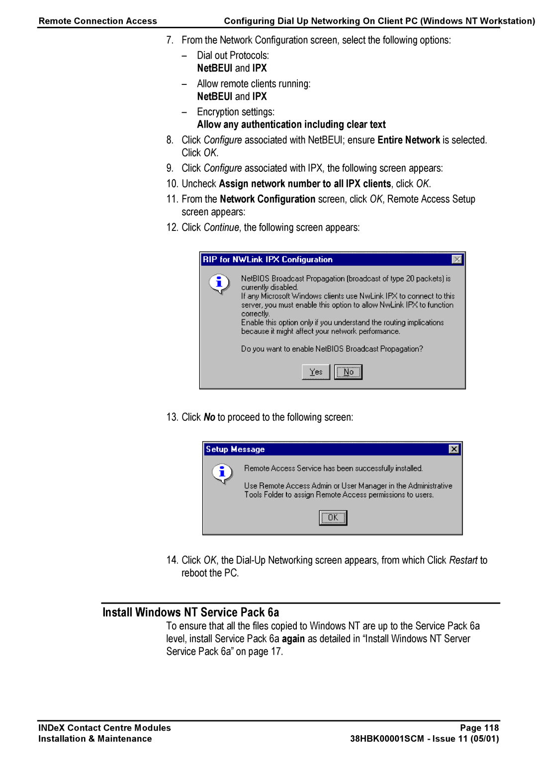 Avaya 38HBK00001SCM manual Install Windows NT Service Pack 6a 