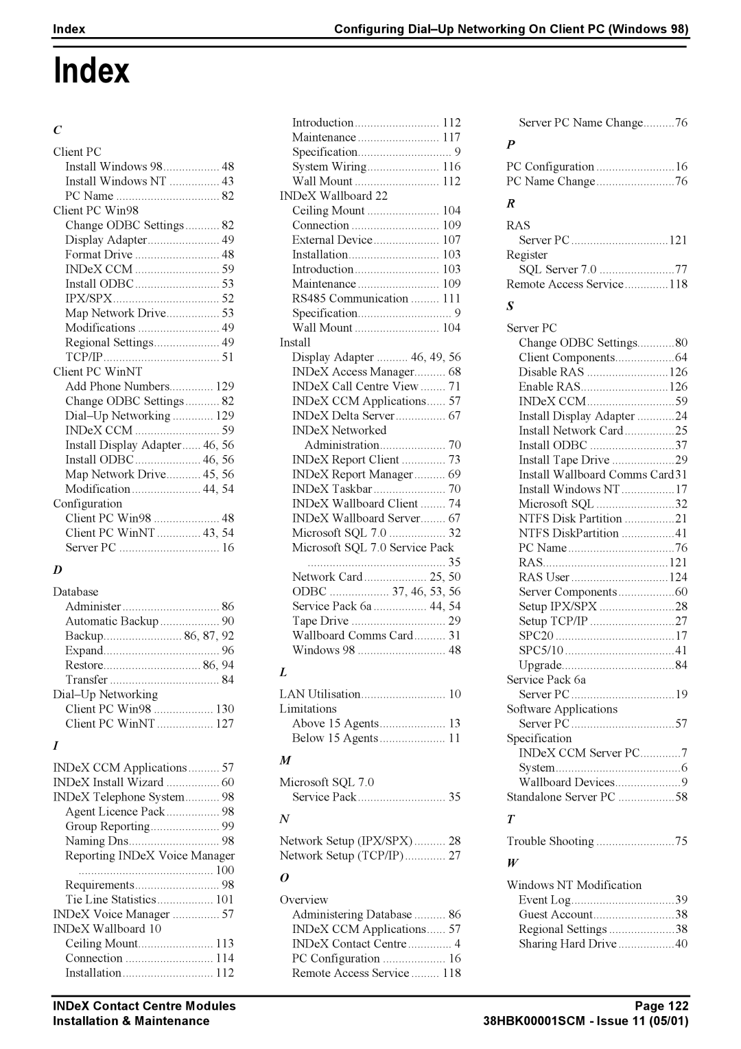 Avaya 38HBK00001SCM manual Index 