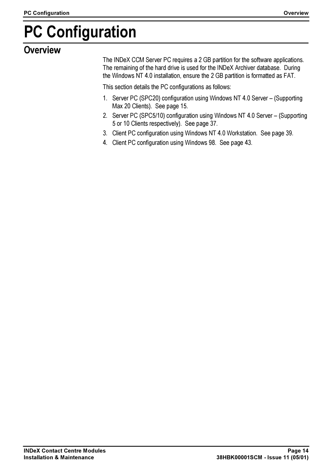 Avaya 38HBK00001SCM manual PC Configuration 