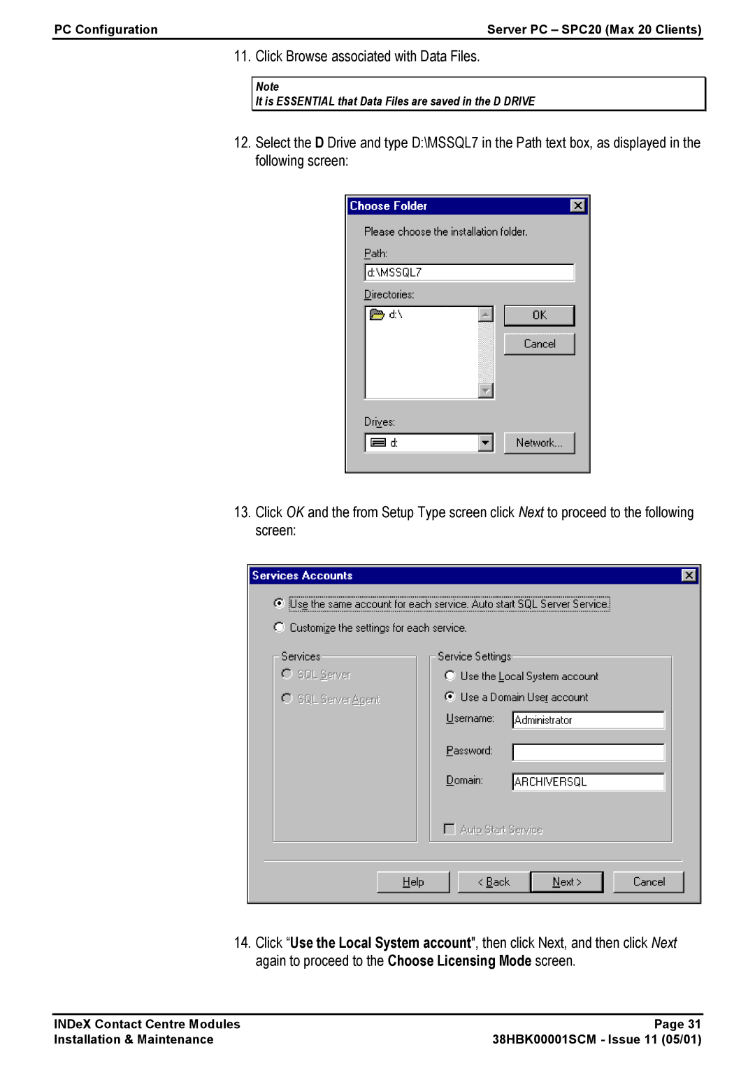 Avaya 38HBK00001SCM manual Click Browse associated with Data Files 