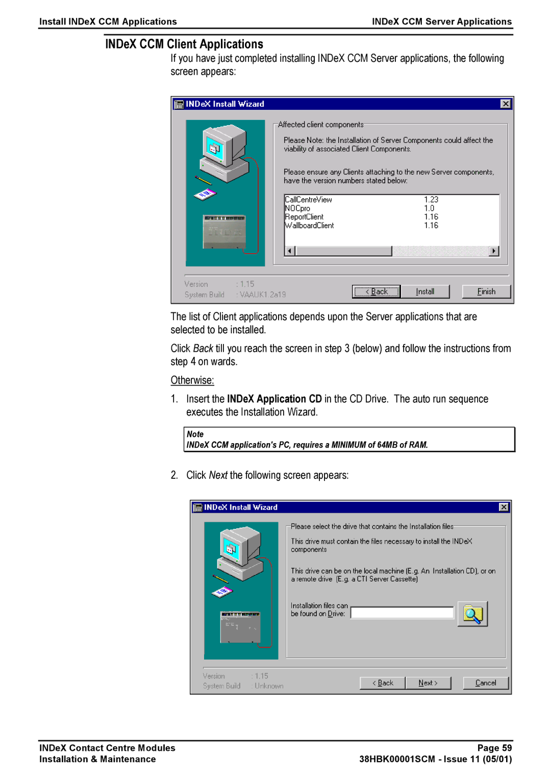 Avaya 38HBK00001SCM manual INDeX CCM Client Applications 