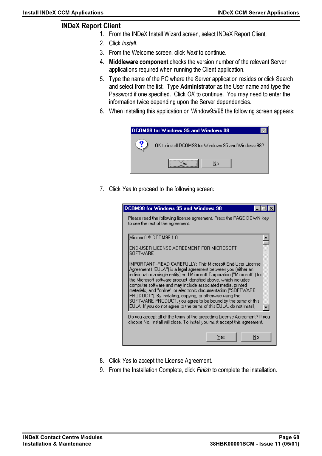 Avaya 38HBK00001SCM manual INDeX Report Client 