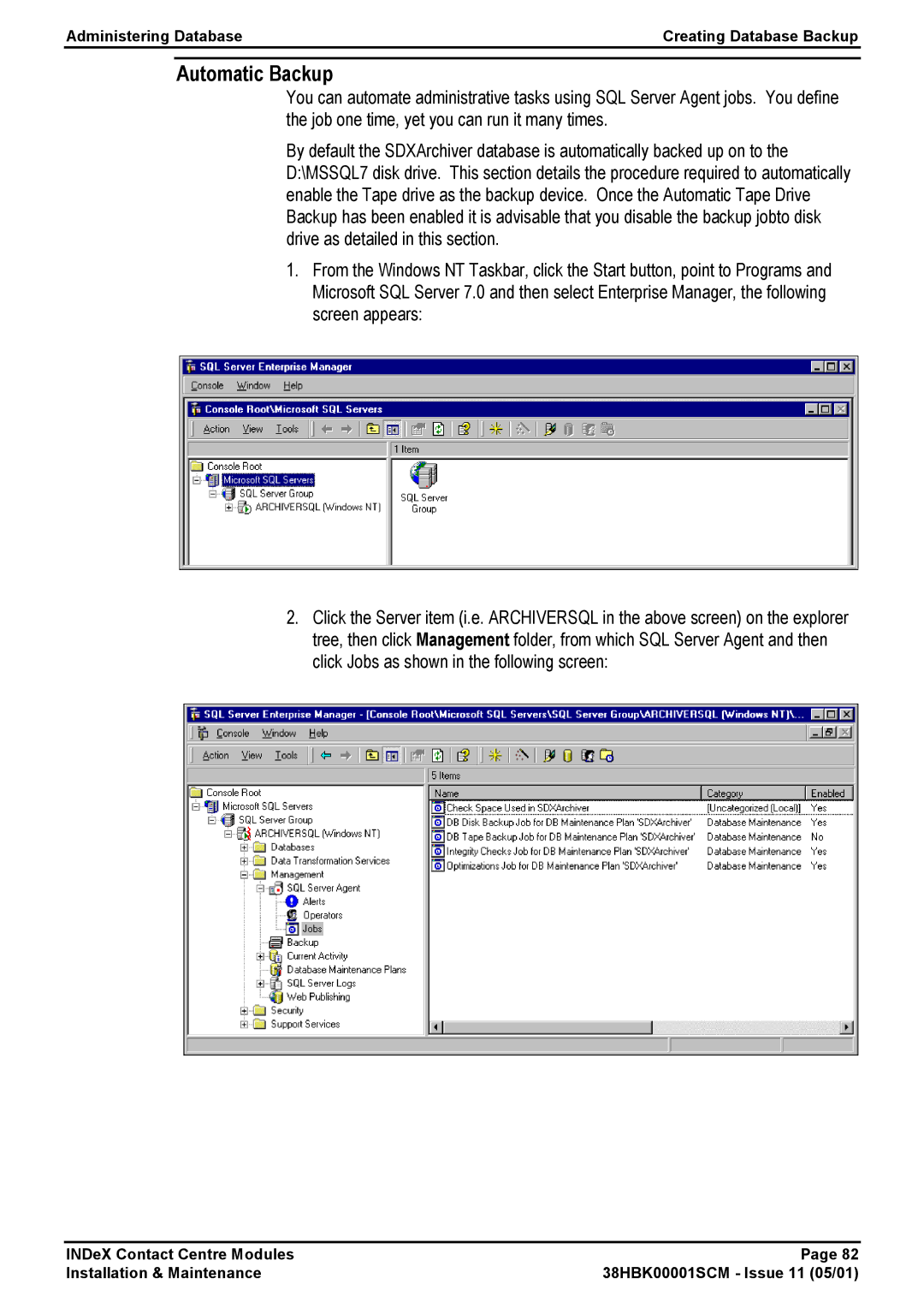 Avaya 38HBK00001SCM manual Automatic Backup 