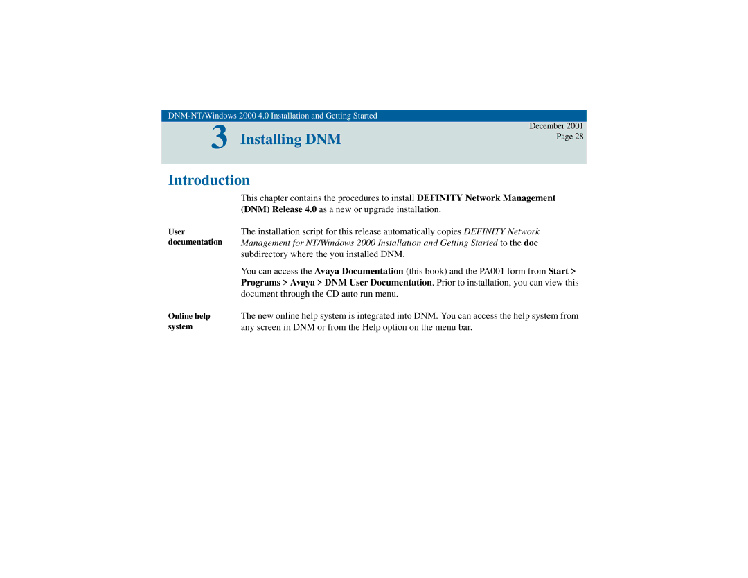 Avaya 4 manual 3Installing DNM, Introduction 