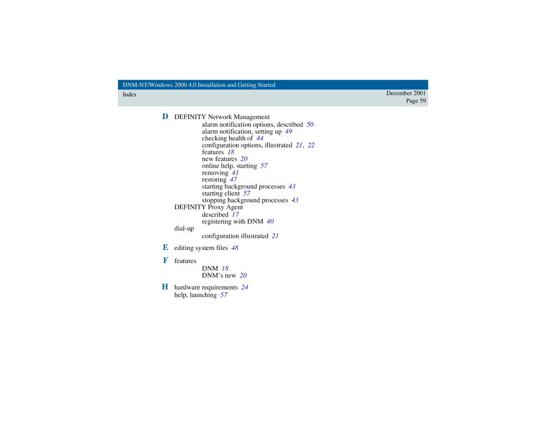 Avaya 4 manual Index 