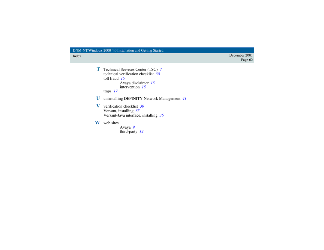 Avaya 4 manual Index December 