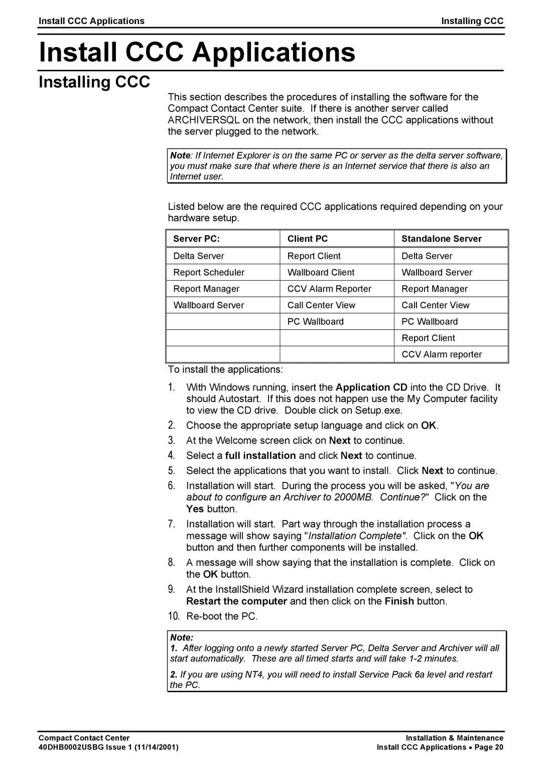 Avaya 40DHB0002USBG manual Install CCC Applications, Installing CCC 