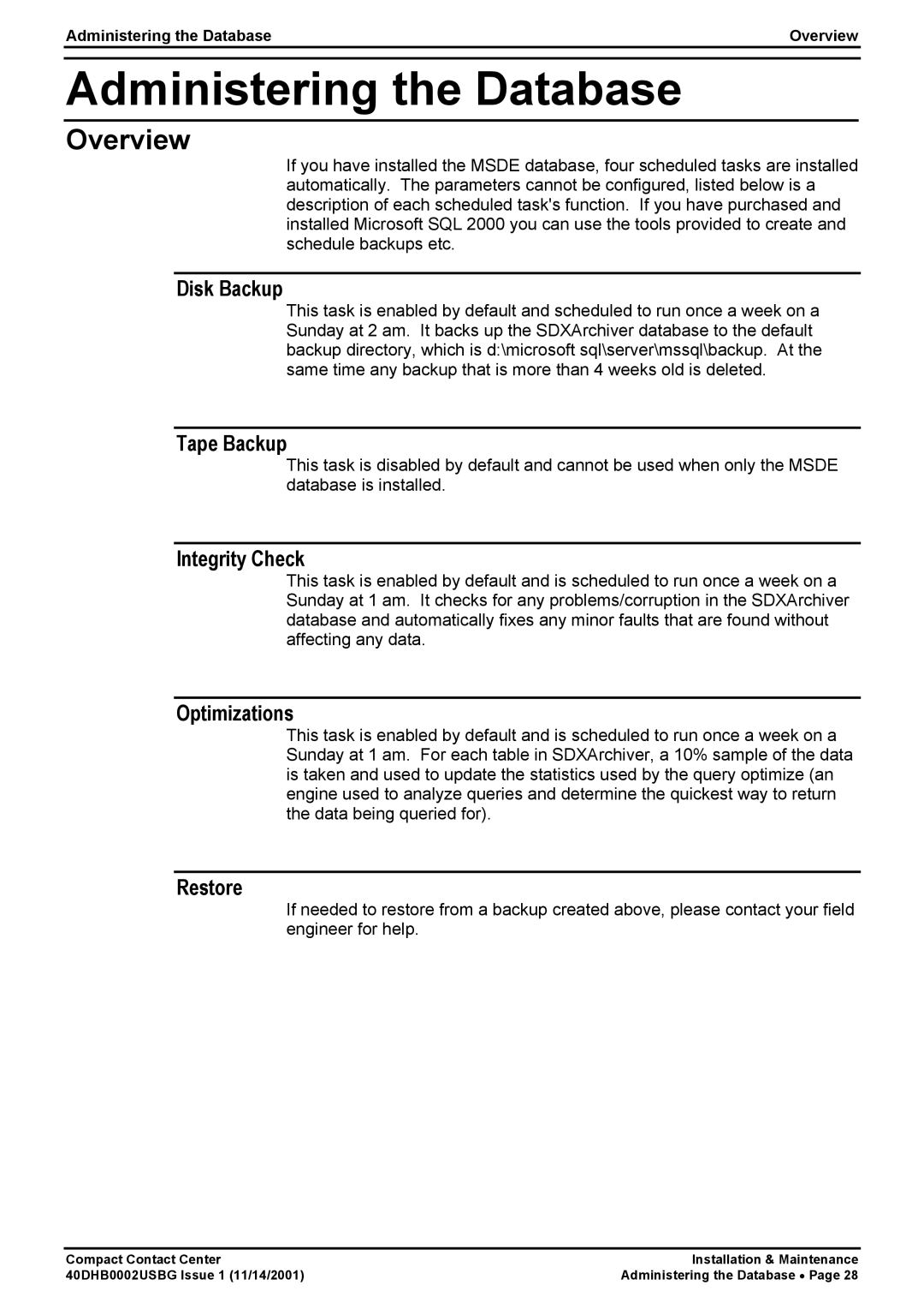 Avaya 40DHB0002USBG manual Administering the Database 