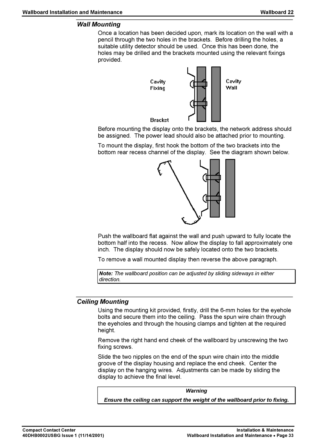 Avaya 40DHB0002USBG manual Wall Mounting, Ceiling Mounting 