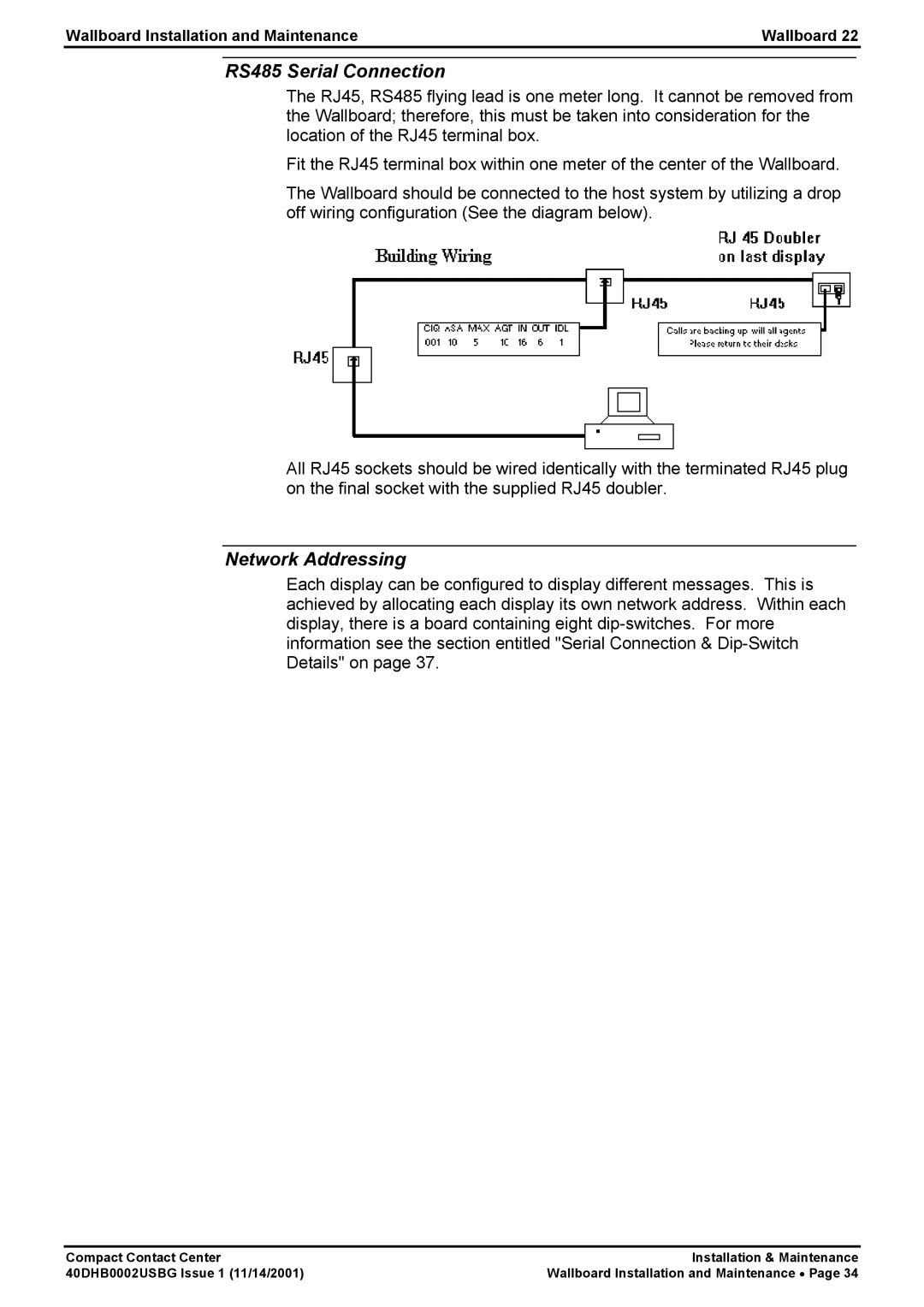 Avaya 40DHB0002USBG manual RS485 Serial Connection, Network Addressing 