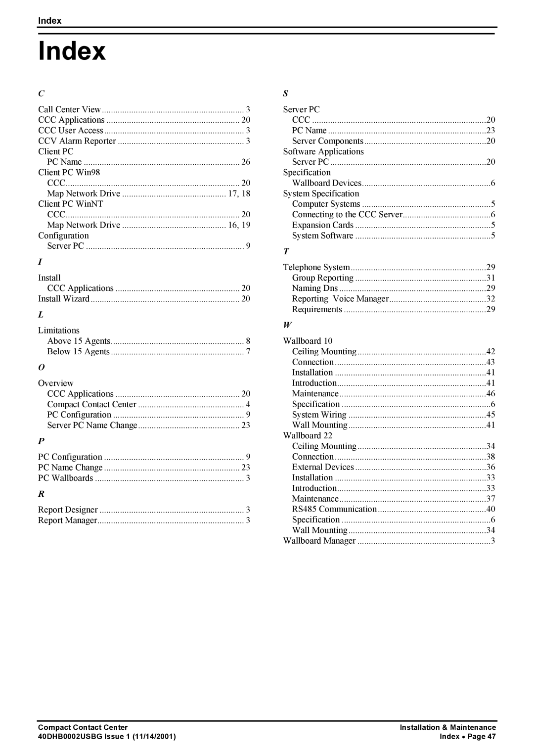 Avaya 40DHB0002USBG manual Index 