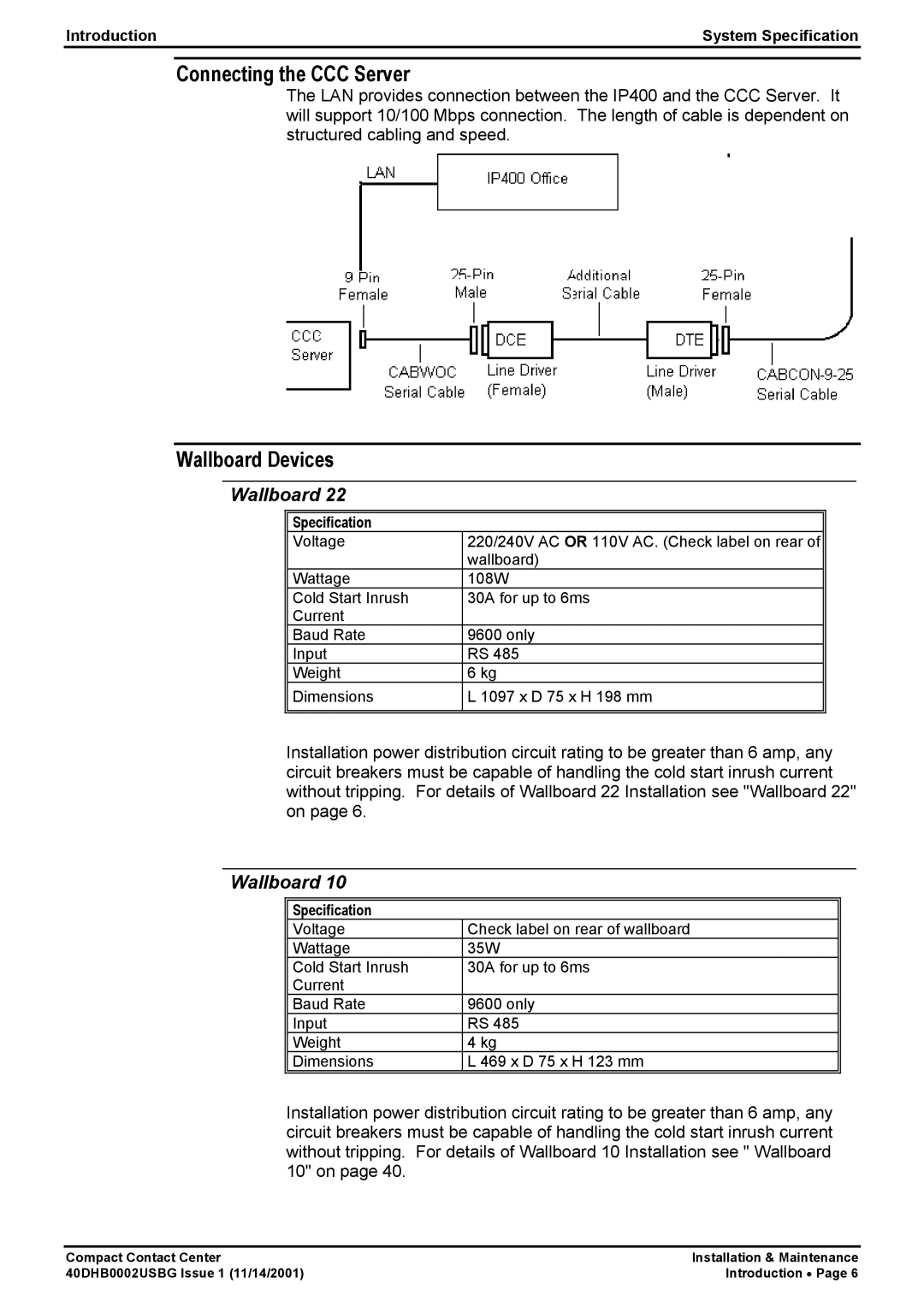 Avaya 40DHB0002USBG manual Connecting the CCC Server, Wallboard Devices 