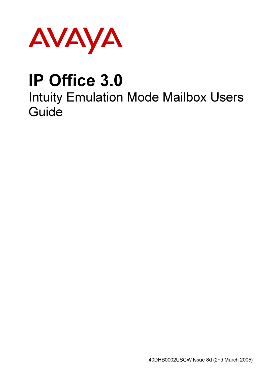 Avaya 40DHB0002USCW manual IP Office 