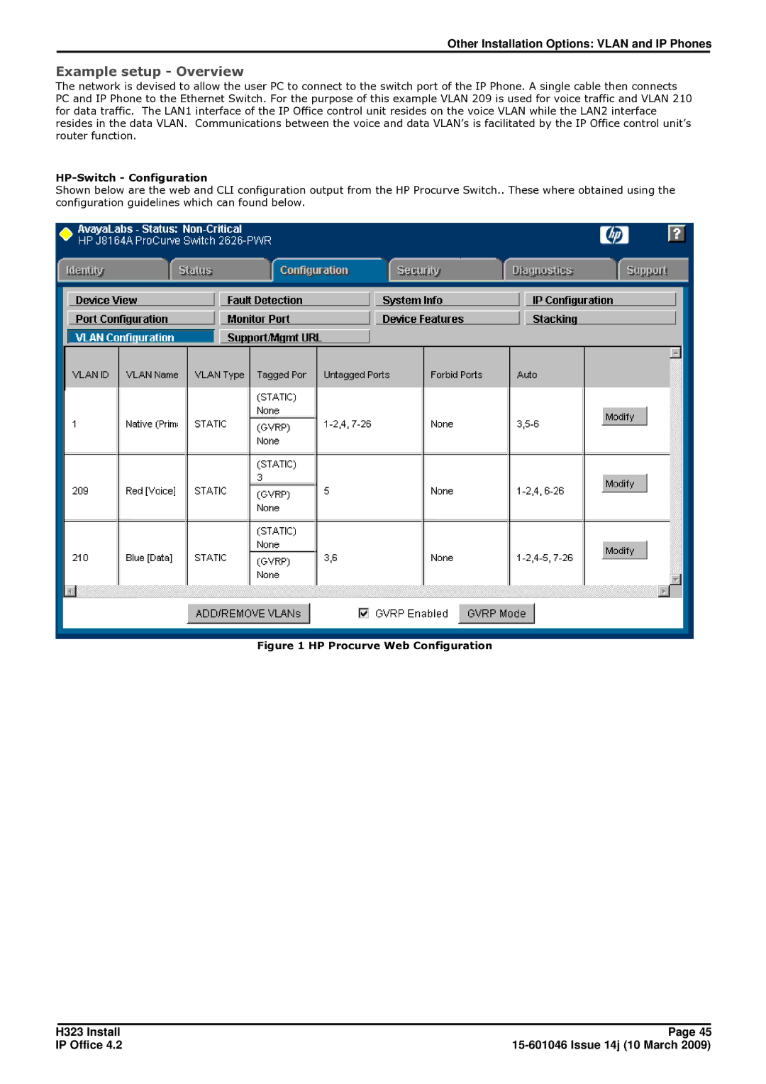 Avaya 4.2 manual Example setup Overview, HP-Switch Configuration 