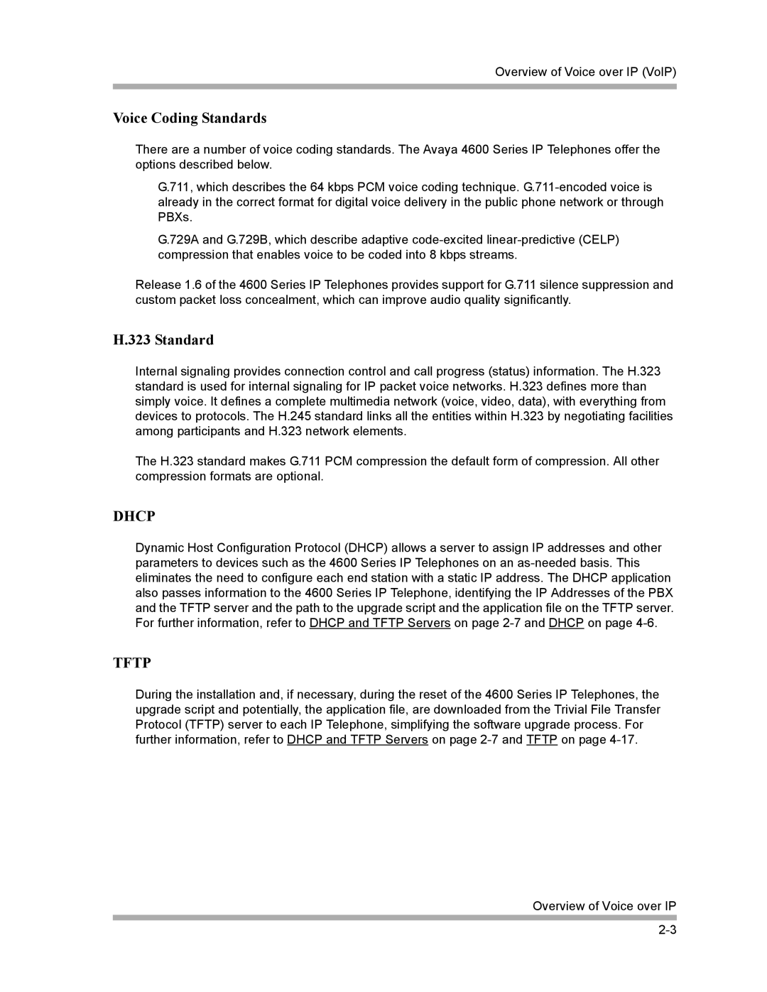 Avaya 4600 Series manual Voice Coding Standards 