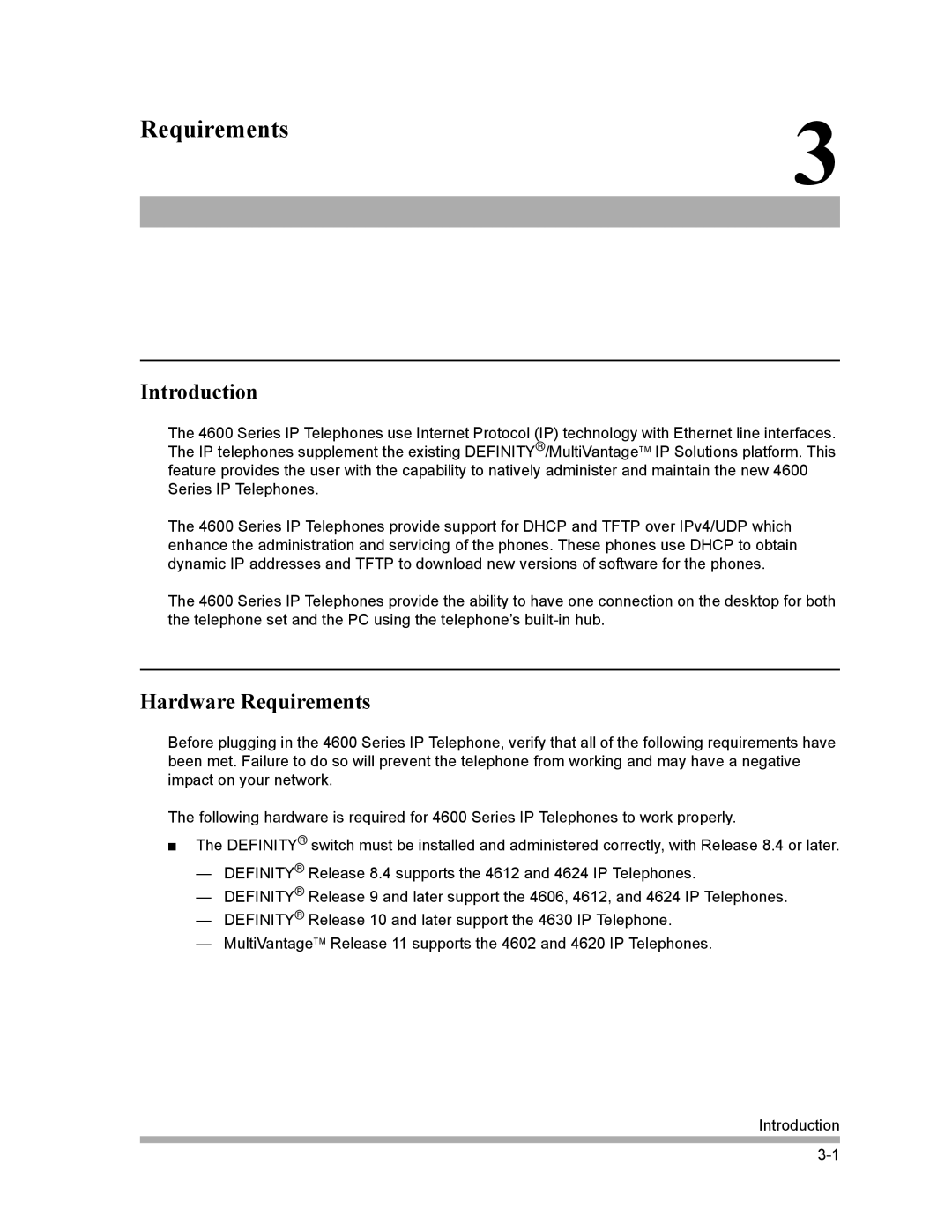 Avaya 4600 Series manual Hardware Requirements 