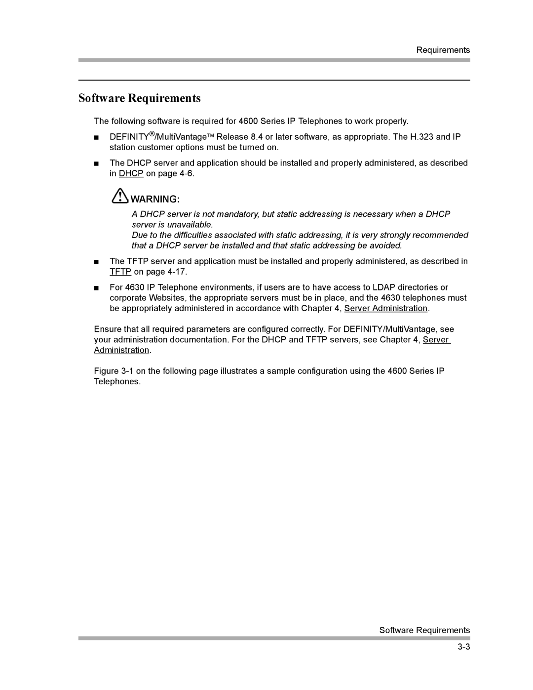 Avaya 4600 Series manual Software Requirements 