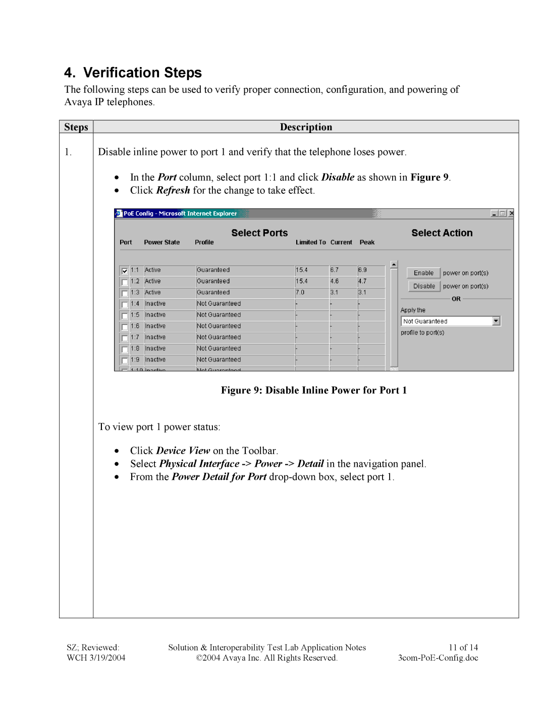 Avaya 4600 manual Verification Steps, Steps Description 