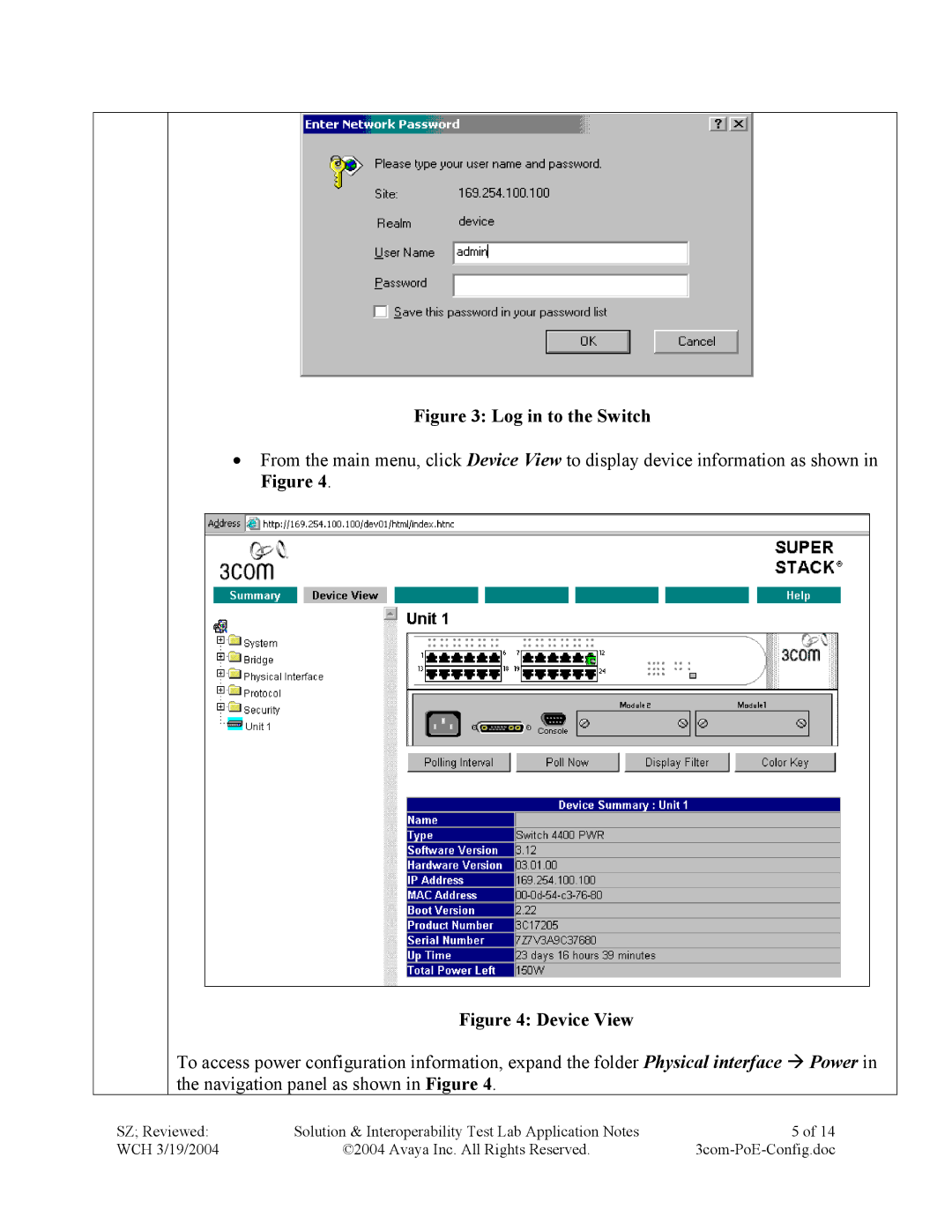 Avaya 4600 manual Log in to the Switch 