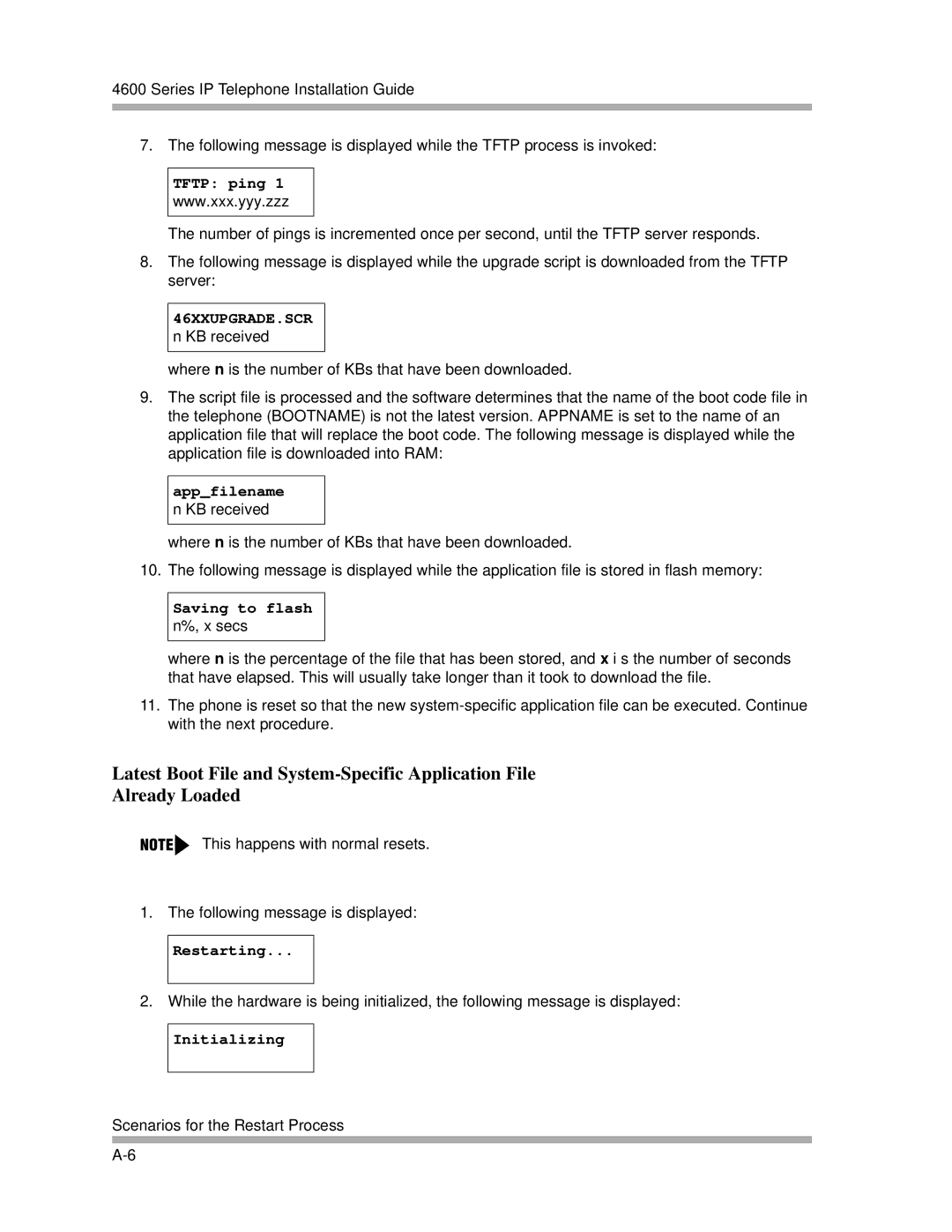 Avaya 4600 manual Tftp ping 