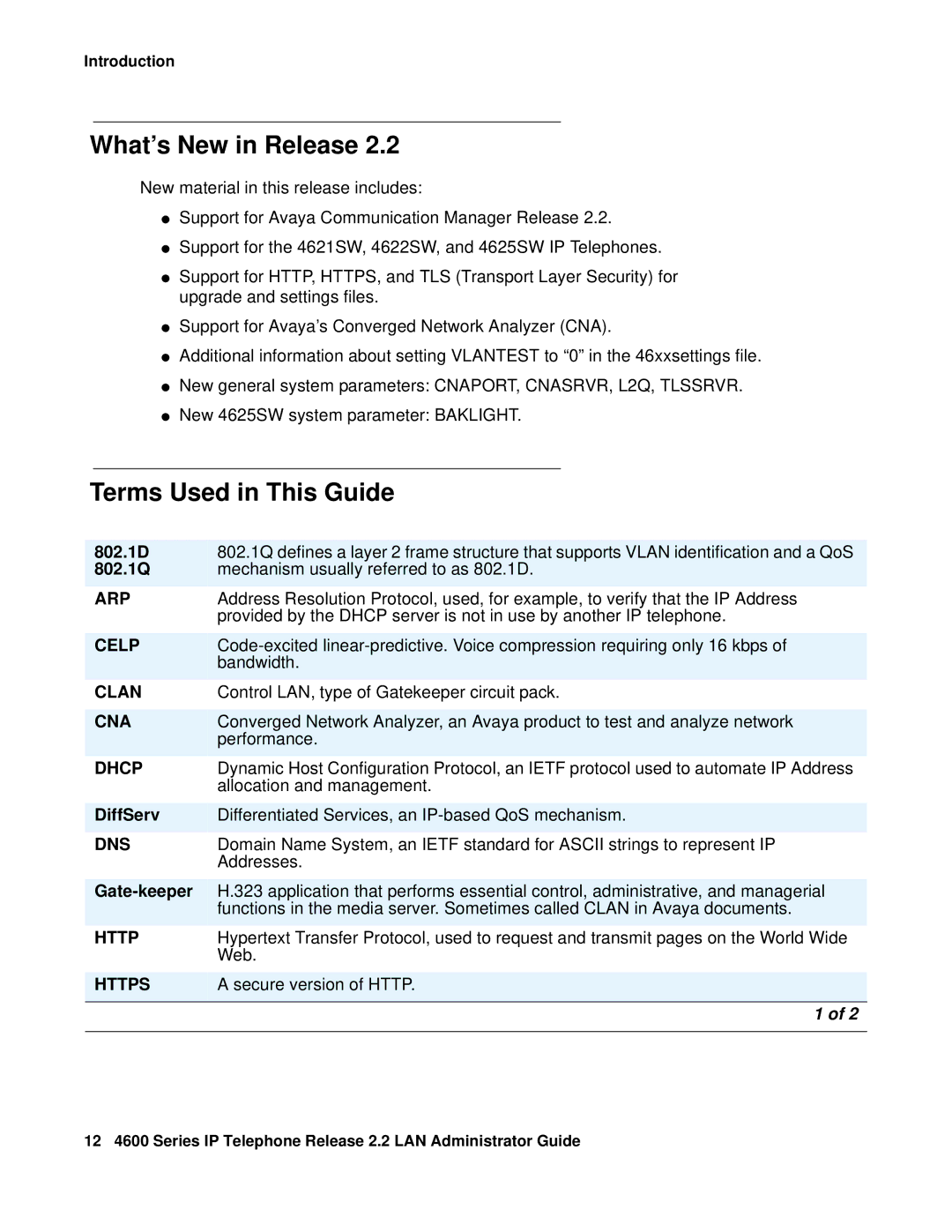 Avaya 4600 manual What’s New in Release, Terms Used in This Guide 