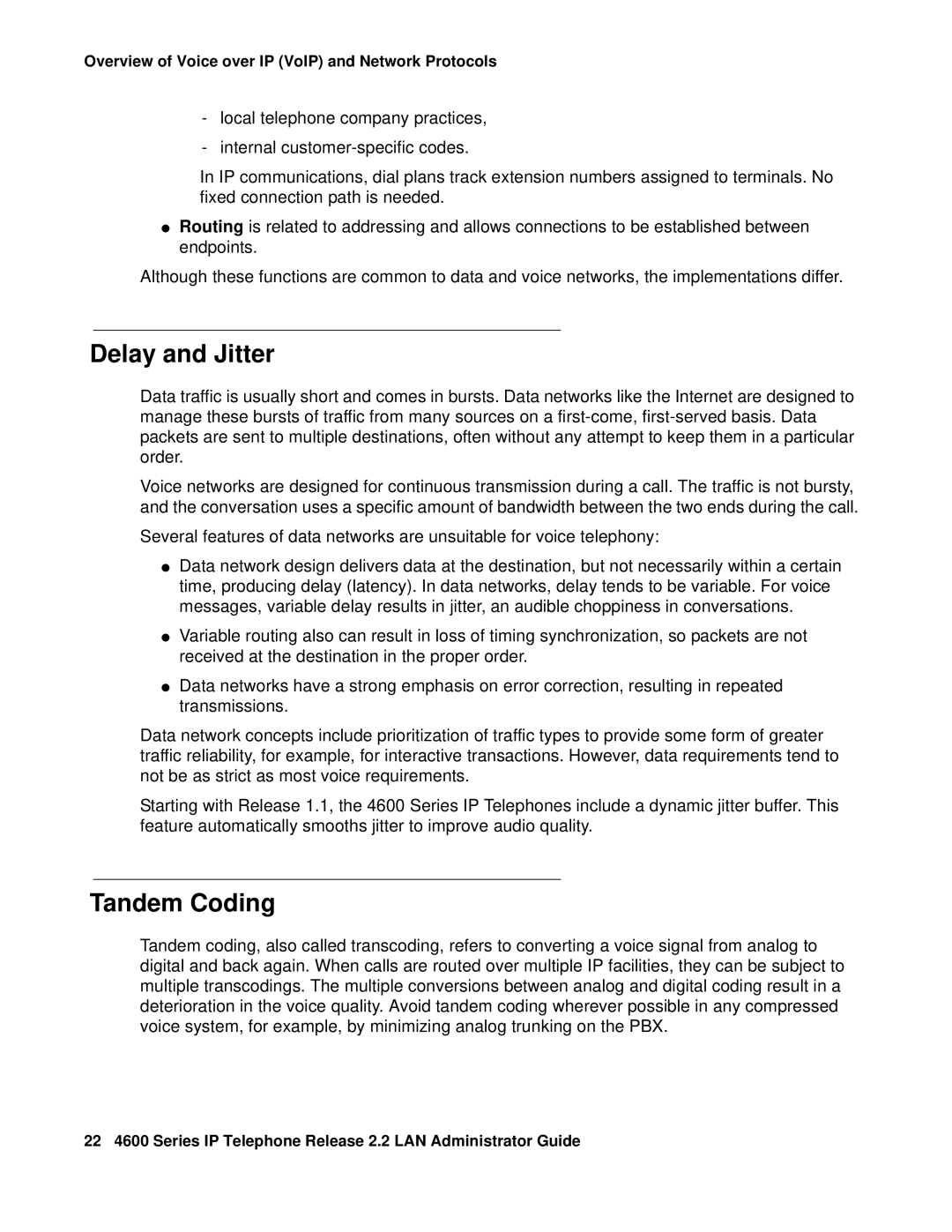 Avaya 4600 manual Delay and Jitter, Tandem Coding 